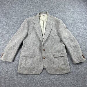 Oakmont Wyse Clothes Mens 46S Gray Herringbone Tweed Blazer Sport Coat‎ USA Wool